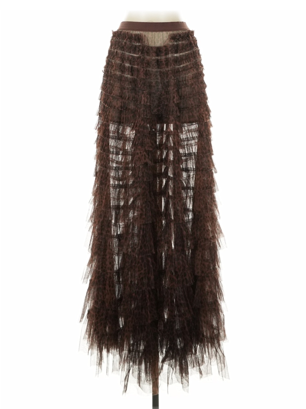 Free People Return of the Ruffle Brown Layered Maxi Tulle Slip Skirt - Picture 3 of 6